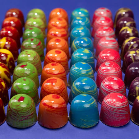 Homemade painted chocolate pralines