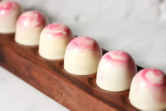 Homemade painted chocolate pralines