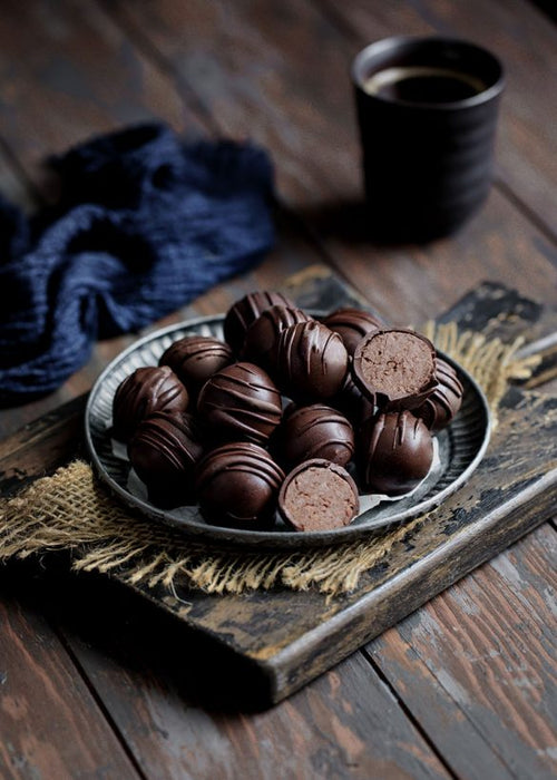 Homemade chocolate pralines(shelled truffles)￼